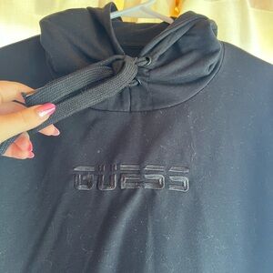 GUESS Charcoal Hoodie with Embossed Logo